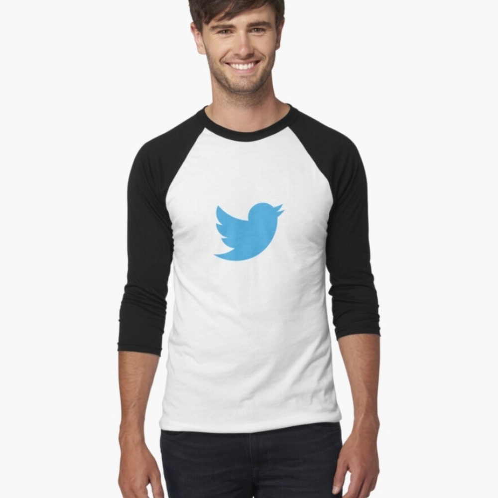 Twitter Now Known As X bluebird logo raglan graphic Shirt Lg. NWOT